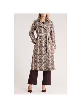 NEW Rebecca Minkoff snake print double breasted long trench coat Medium Staple